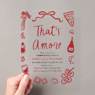 Dat is Amore Whimsical Italiaans Verloving Feest Acryl Uitnodigingen