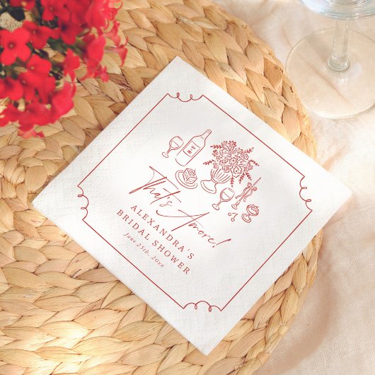 Dat is amore! Whimsical Pizza & Wijn Bruidsbruilof Servet