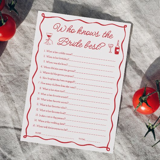 Dat is Amore Who Knows the Bride Best Game Kaart