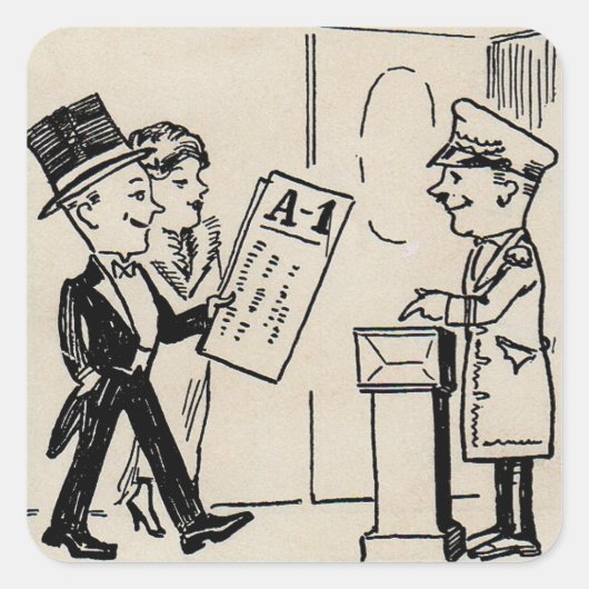 Dat is de Ticket - theatercartoon van 1920 Vierkante Sticker (Voorkant)