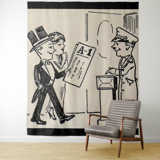 Dat is de Ticket - theatercartoon van 1920 Wandkleed (In situ)