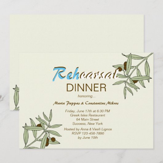 Dat is de uitnodiging van de Griekse repetitie van (Voorkant / Achterkant)