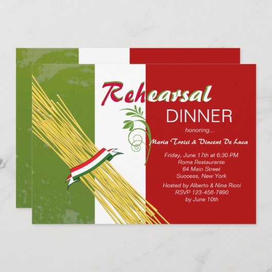 Dat is de uitnodiging van de Italiaanse repetitie (Voorkant / Achterkant)