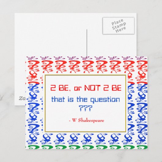 Dat is de vraag om al dan niet te zijn briefkaart (Voorkant / Achterkant)