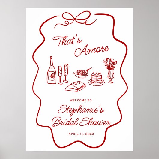 Dat is een Amore Rode Doodle Kader Welkom Poster (Voorkant)
