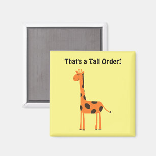 Dat is een hoge orde, grappige Oranje Giraffe Cart Magneet