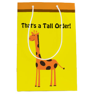 Dat is een hoge orde, grappige Oranje Giraffe Cart Medium Cadeauzakje