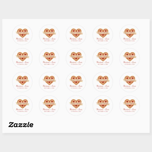 Dat is een Italiaanse Chic Heart Pizza bruiloft Ronde Sticker (Vel)