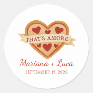 Dat is een Italiaanse Chic Heart Pizza bruiloft Ronde Sticker