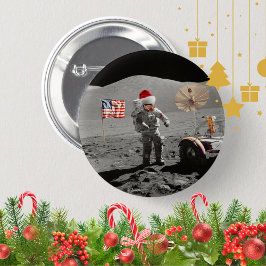 Dat is één kleine stap voor Kerstman Apollo 17 Ronde Button 5,7 Cm