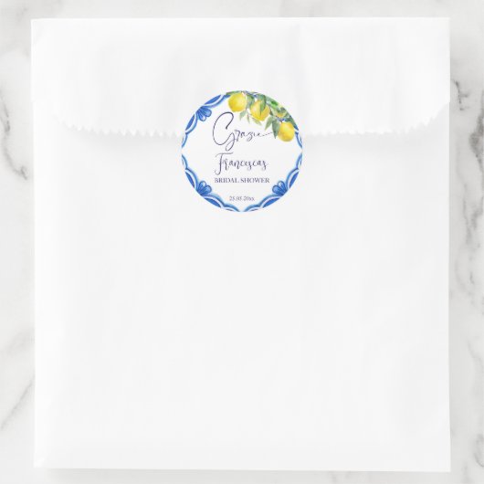 Dat is een meer Blauwe tegel citroen Italiaans gun Ronde Sticker (Tas)