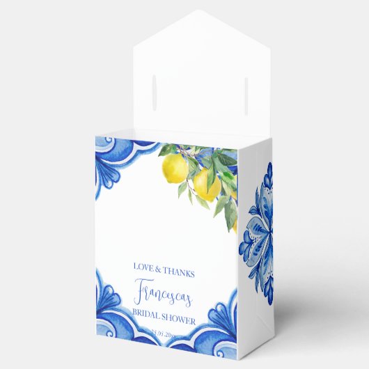 Dat is een meer Blauwe tegel citroen Italiaans vri Bedankdoosjes (Geopend)
