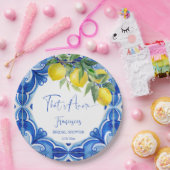 Dat is een meer Blauwe tegel citroen Italiaans vri Papieren Bordje (Feest)