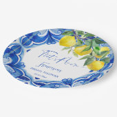 Dat is een meer Blauwe tegel citroen Italiaans vri Papieren Bordje (Gekanteld)