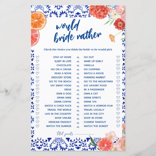 Dat is een meer douche zou liever bruid spel kaart (Voorkant)