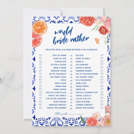 Dat is een meer douche zou liever bruid spel kaart (Voorkant)