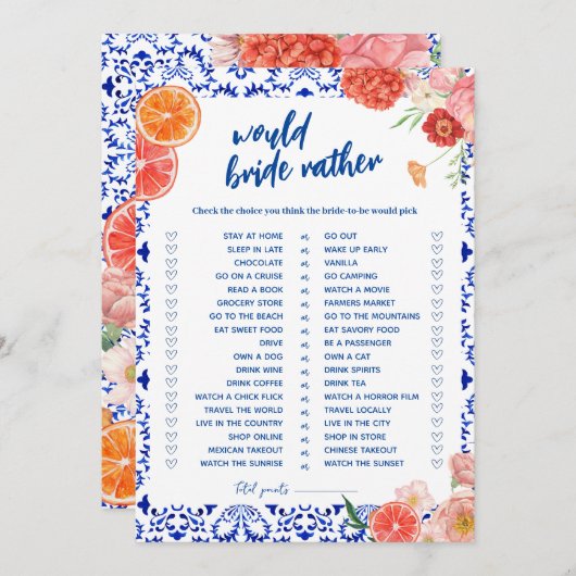 Dat is een meer douche zou liever bruid spel kaart (Voorkant / Achterkant)