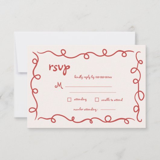 Dat is een meer funky  grillige bruiloft RSVP kaartje (Voorkant)