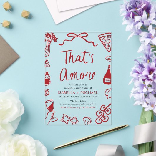 Dat is een meer grillig Italiaans verlovingsfeest Acryl Uitnodigingen (Insitu (Huwelijk))