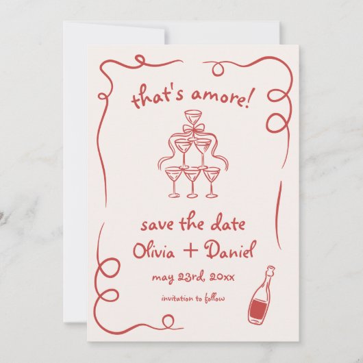 Dat is een meer grillige hand getrokken bruiloft save the date (Voorkant)