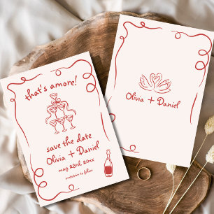 Dat is een meer grillige hand getrokken bruiloft save the date