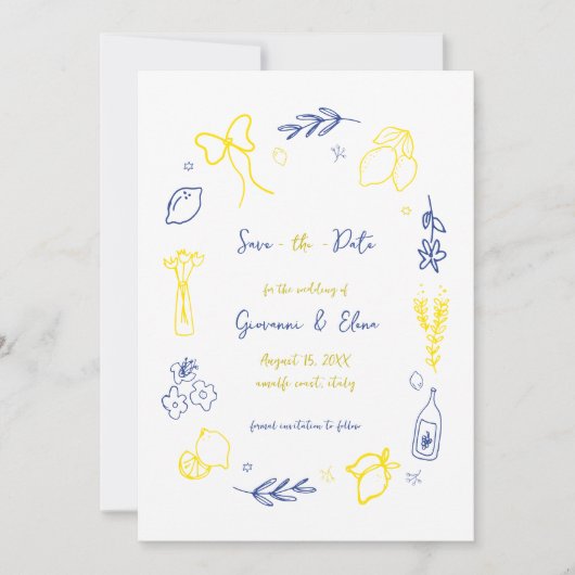 Dat is een meer Hand getrokken citroen Italiaanse Save The Date (Voorkant)