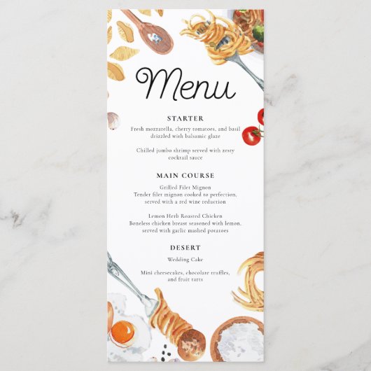 Dat is een meer Italiaans script bruiloft diner me Menu (Voorkant)