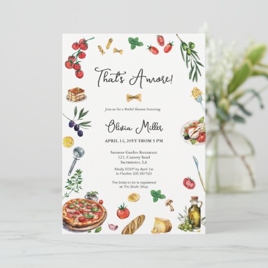 Dat is een meer Italiaanse bruidsdouche uitnodigin Kaart (Staand voorkant)