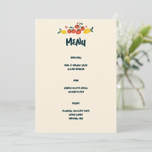 Dat is een meer Italiaanse Food Love Whimsical CUS Menu (Staand voorkant)