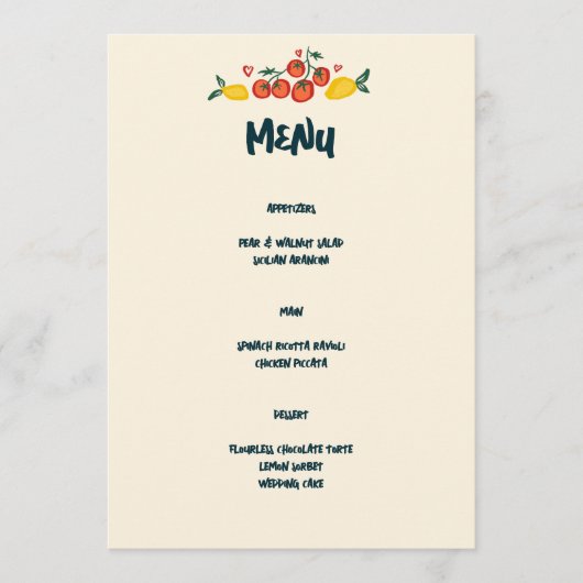 Dat is een meer Italiaanse Food Love Whimsical CUS Menu (Voorkant)