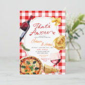 Dat is een meer Italiaanse Pizza wijn paar douche Kaart (Staand voorkant)