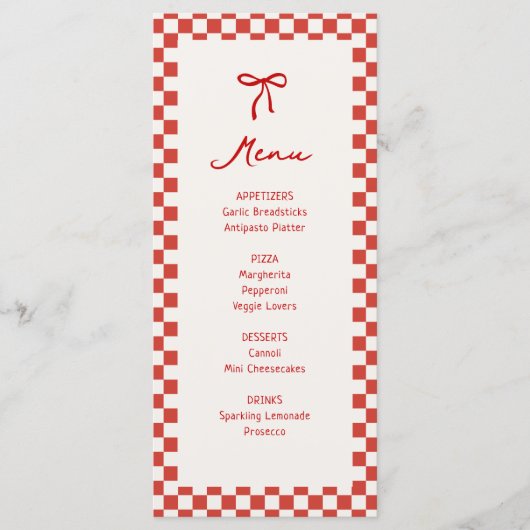 Dat is een meer Italië vrijgezellenfeest Menu (Voorkant)