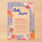 Dat is een meer mediterraan blauw tegels vrijgezel acryl uitnodigingen (Voorkant)