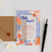 Dat is een meer mediterraan blauw tegels vrijgezel acryl uitnodigingen