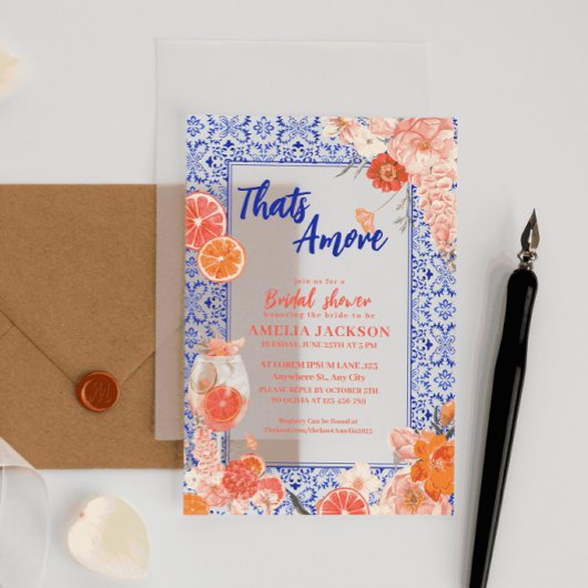 Dat is een meer mediterraan blauw tegels vrijgezel acryl uitnodigingen