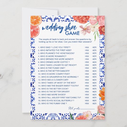 Dat is een meer mediterrane bruiloft schoen spel k kaart (Voorkant)