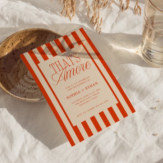 Dat is een meer Red Stripes Engagement Party Kaart