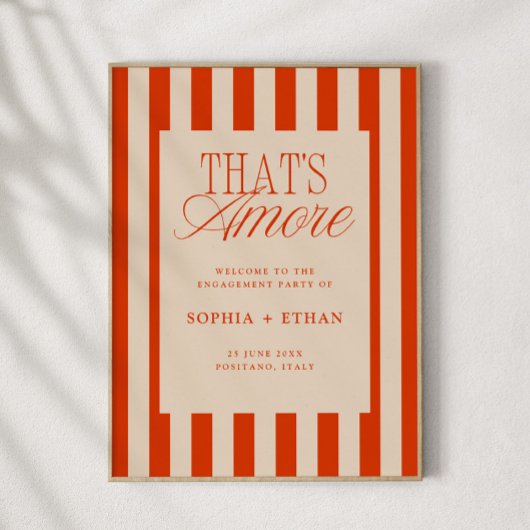 Dat is een meer Red Stripes Engagement Party Welko Poster