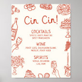 Dat is een meer rood geïllustreerd balkmenu poster (Voorkant)