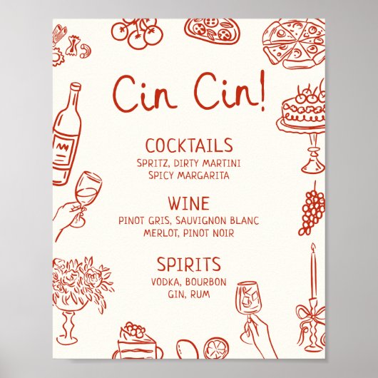 Dat is een meer rood geïllustreerd balkmenu poster (Voorkant)