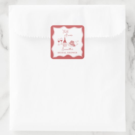 Dat is een meer rood Italiaans Pizza Vrijgezellenf Vierkante Sticker (Tas)