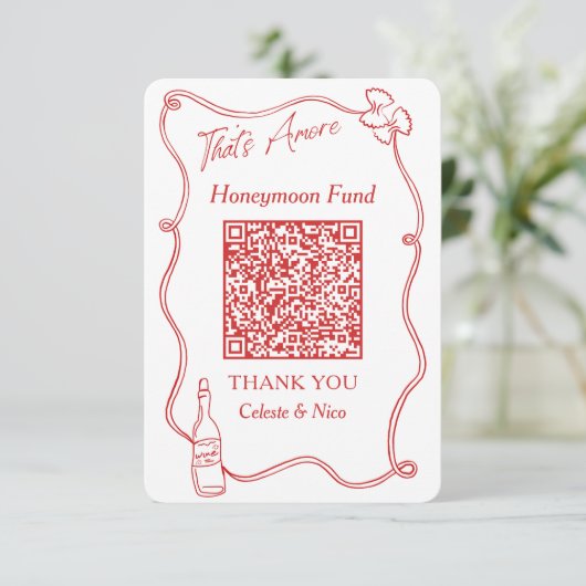 Dat is een nieuwe Italiaanse Honeymoon Fund QR-cod Informatiekaartje (Staand voorkant)