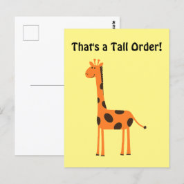 Dat is een Tall Order Grappige Oranje Giraffe Cart Briefkaart