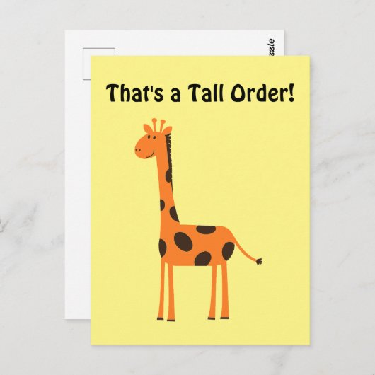 Dat is een Tall Order Grappige Oranje Giraffe Cart Briefkaart (Voorkant / Achterkant)