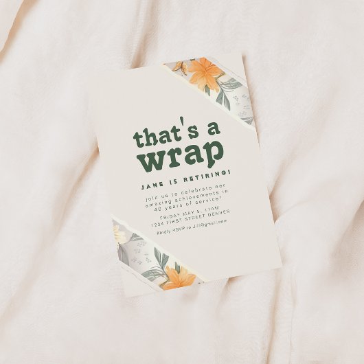 Dat is een Wrap Floral Pensioenfeest Uitnodiging