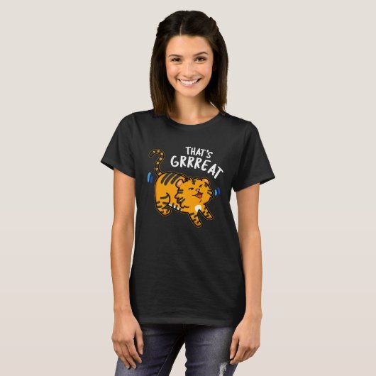 Dat is Grreat Funny Tiger Growl Pun Dark BG T-shirt (Voorkant volledig)