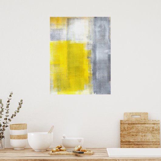 'Dat is het' Grijs en Geel Abstract KunstPoster Poster (Keuken)