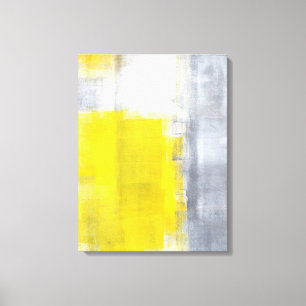 'Dat is het' grijze en gele Abstracte kunst Canvas Afdruk