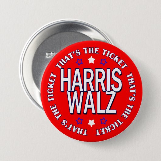 Dat is het ticket Retro Harris Walz 2024 Ronde Button 7,6 Cm (Voorkant /achterkant)