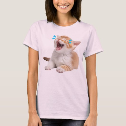 Dat is Hiss-terical Schattige Funny Laughing Cat T-shirt (Voorkant)